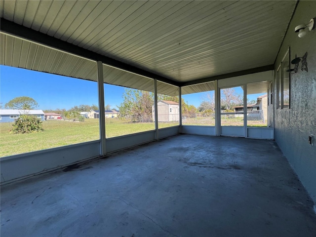 view of unfurnished sunroom