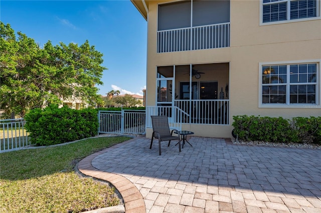 view of patio / terrace with ceiling fan