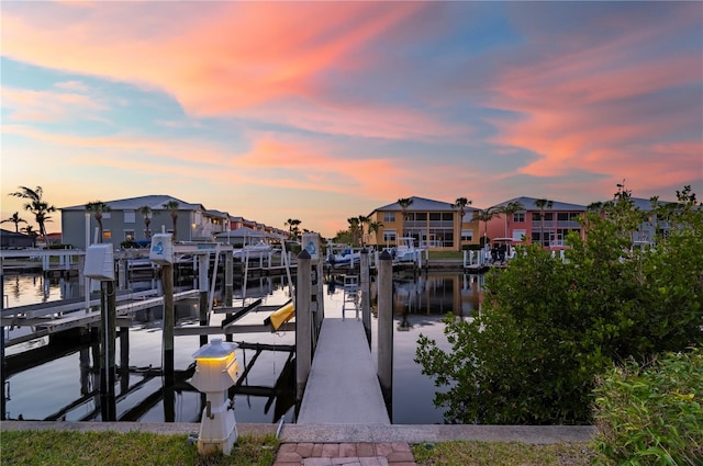 dock area featuring a water view