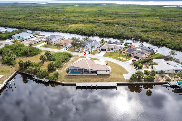 bird's eye view featuring a water view