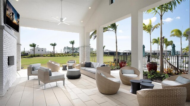 view of patio / terrace with outdoor lounge area and ceiling fan