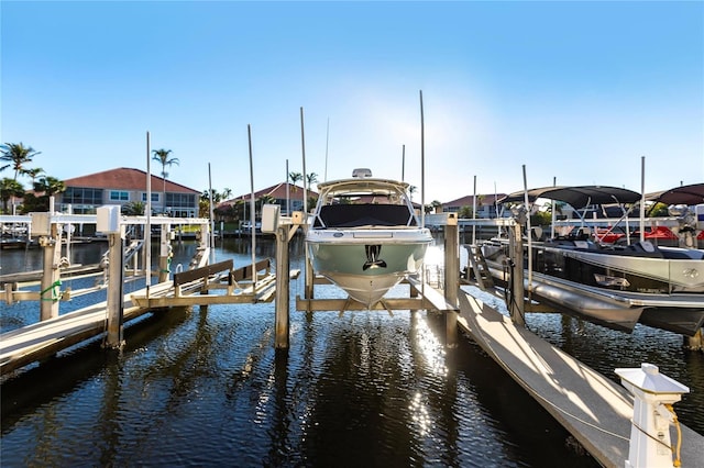 view of dock featuring a water view