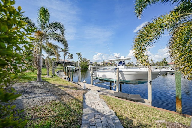 dock area featuring a water view