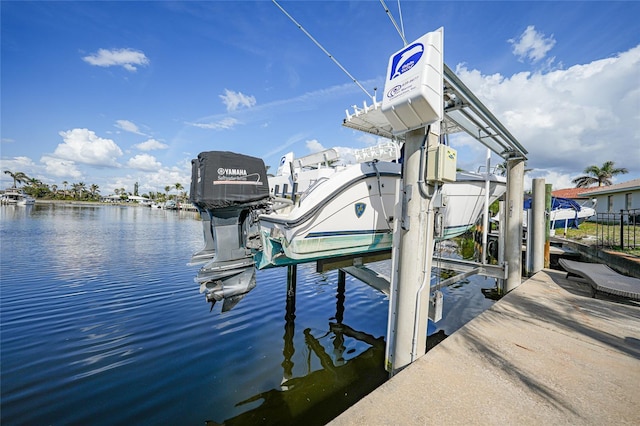 view of dock featuring a water view