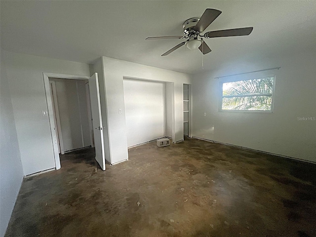 9656 SW Marina Dr, Arcadia, FL 34269 - unfurnished bedroom with concrete floors, ceiling fan, and a closet