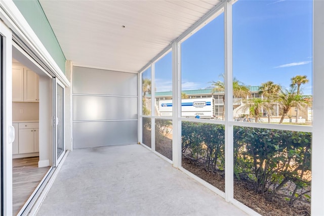 view of unfurnished sunroom