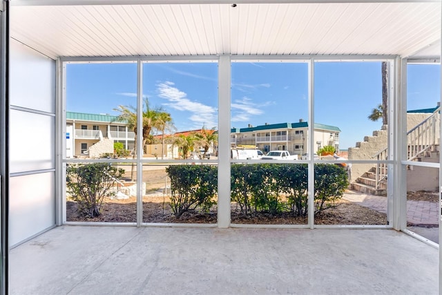 view of unfurnished sunroom