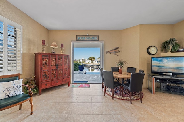 view of tiled dining space