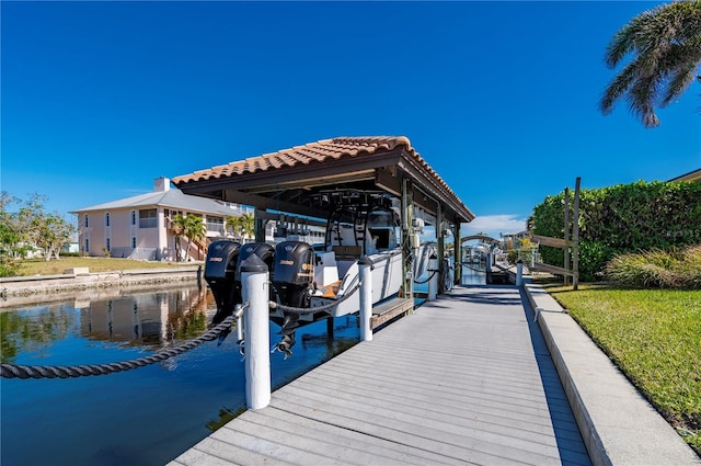 view of dock featuring a water view