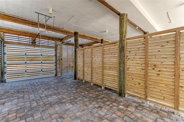 garage with a garage door opener