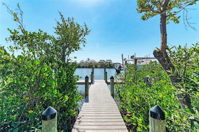 view of dock featuring a water view