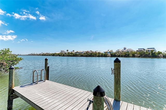 dock area featuring a water view