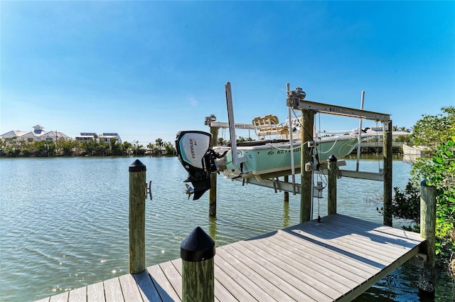 dock area featuring a water view