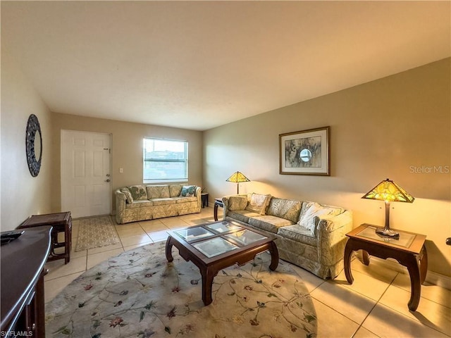 view of tiled living room