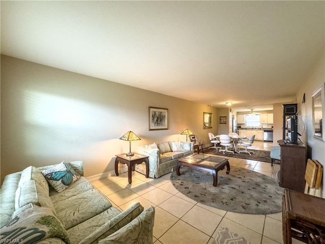 view of tiled living room