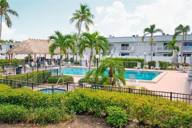 view of pool featuring a gazebo