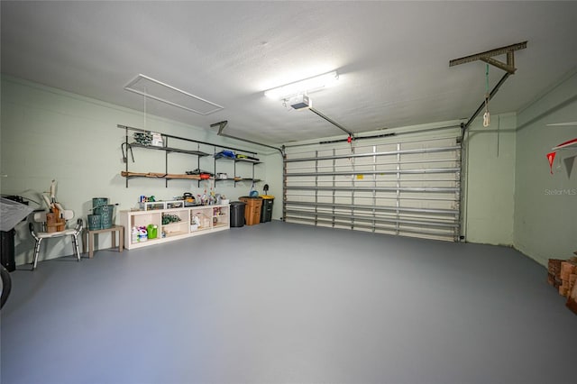 garage with a garage door opener