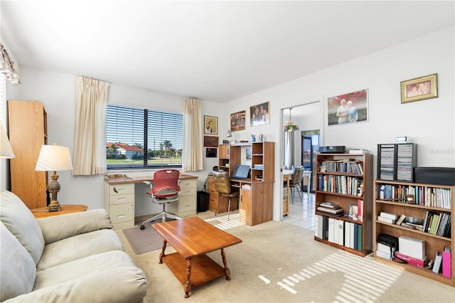 office area with light colored carpet