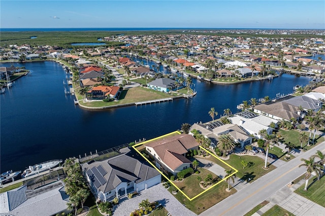 bird's eye view featuring a water view