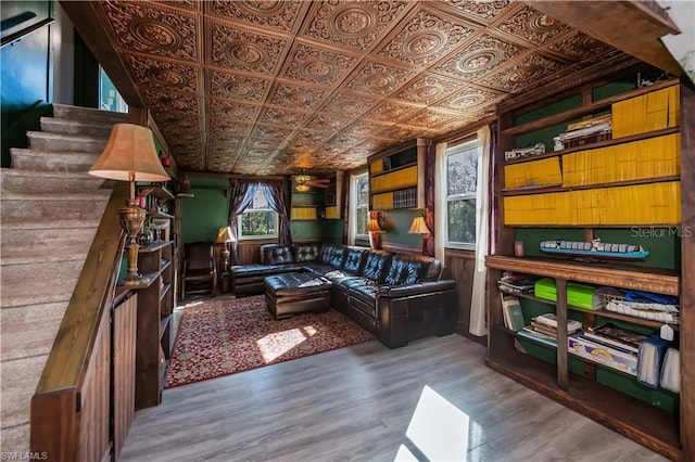 sitting room with hardwood / wood-style floors