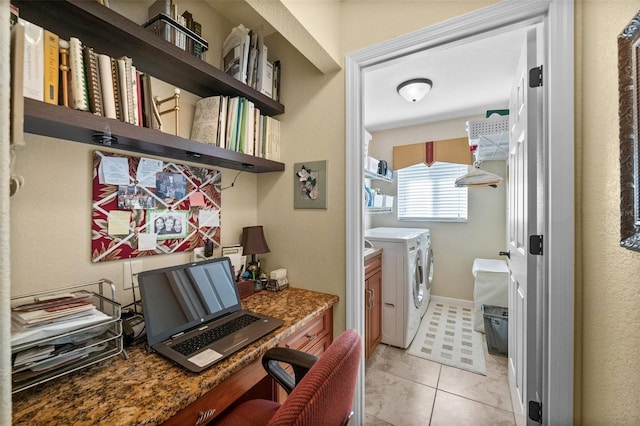 office space featuring washer and dryer