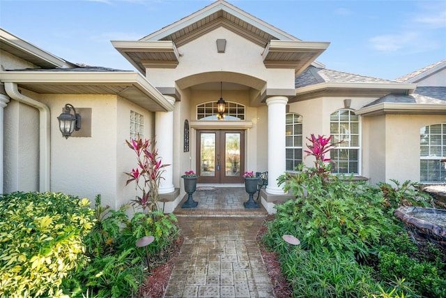 doorway to property featuring french doors