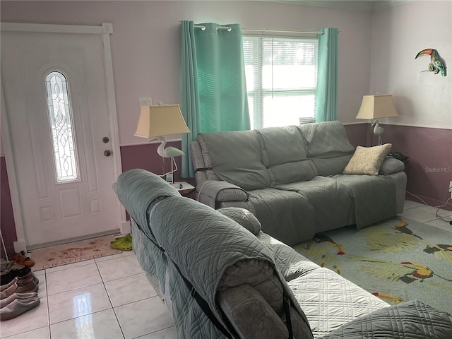 view of tiled living room