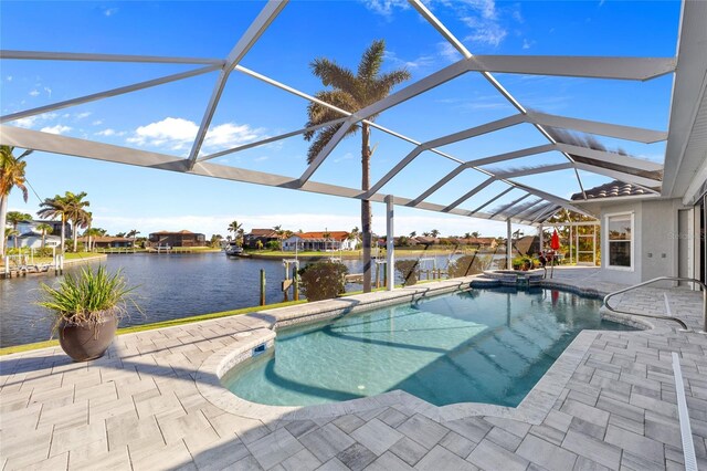 3415 Tripoli Blvd, Punta Gorda, FL 33950 - view of pool with a patio, a lanai, and a water view