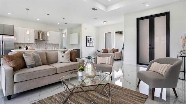 living room with french doors