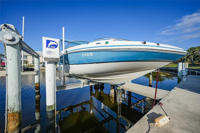 dock area featuring a water view