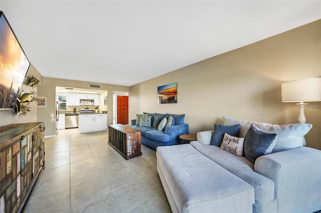 view of tiled living room