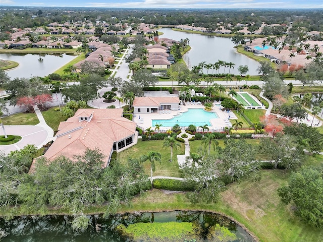 bird's eye view featuring a water view