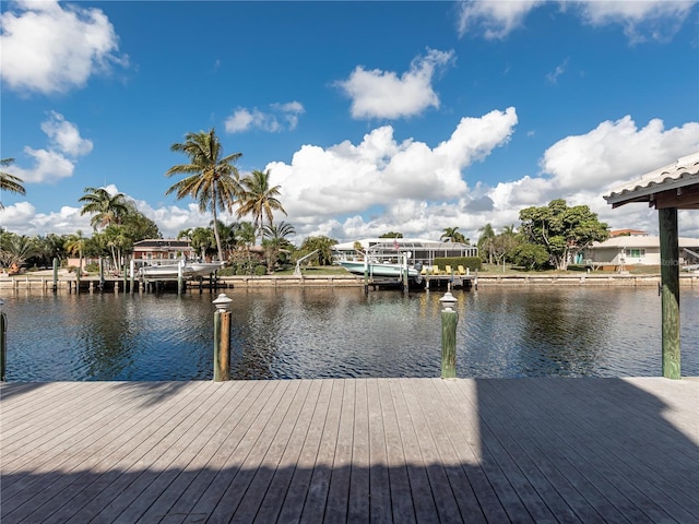 dock area featuring a water view