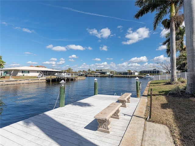 view of dock featuring a water view