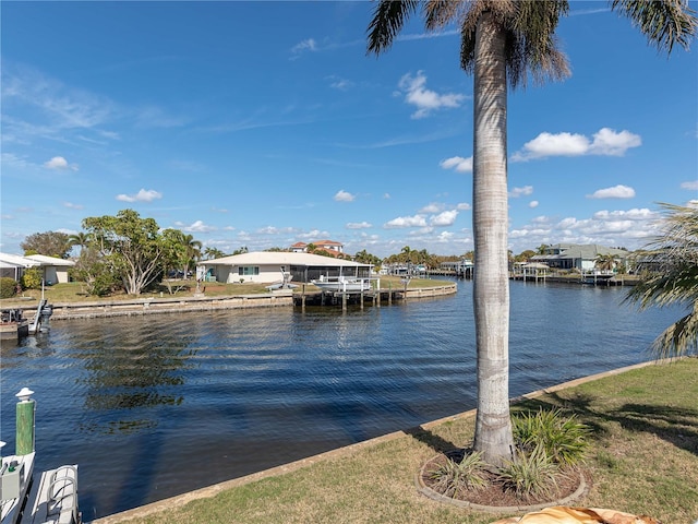 dock area featuring a water view