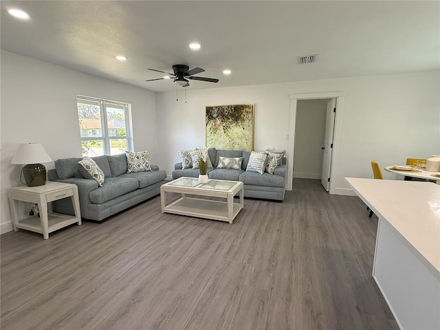 4128 Durant St, Port Charlotte, FL 33948 - living area with recessed lighting, wood finished floors, and a ceiling fan