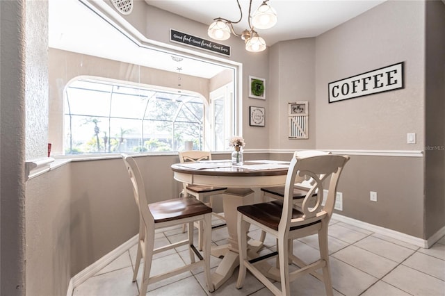 view of tiled dining room