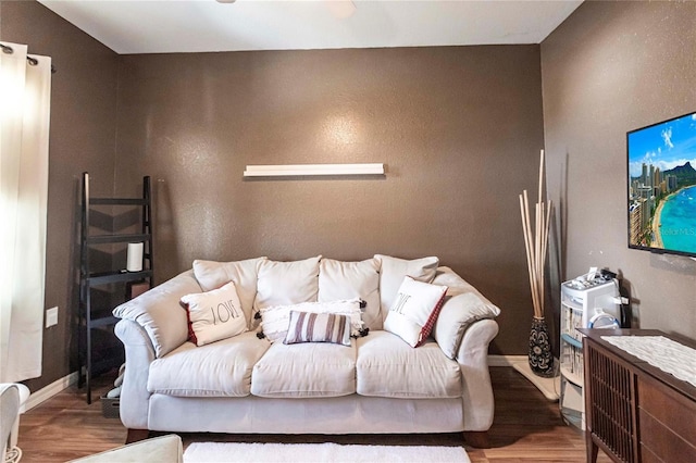 living room with hardwood / wood-style floors