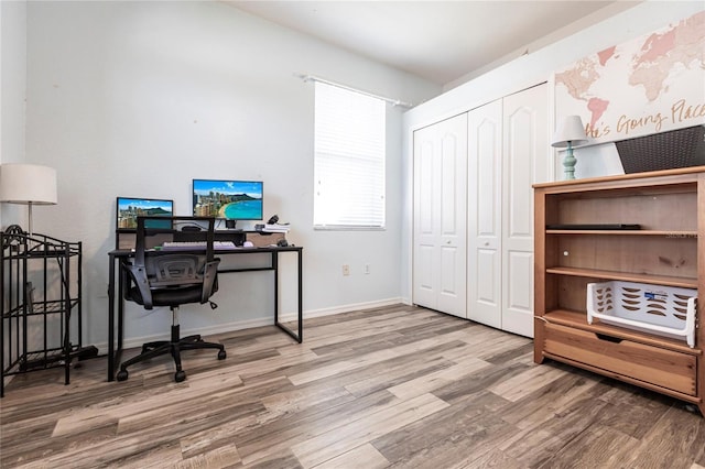 office space featuring hardwood / wood-style floors