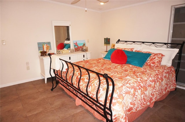 bedroom with ornamental molding