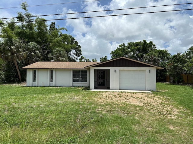432 Olivia Rd, Venice, FL 34293 - ranch-style house featuring a garage, a front lawn, and driveway