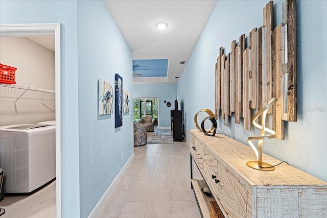 hallway featuring washer / dryer