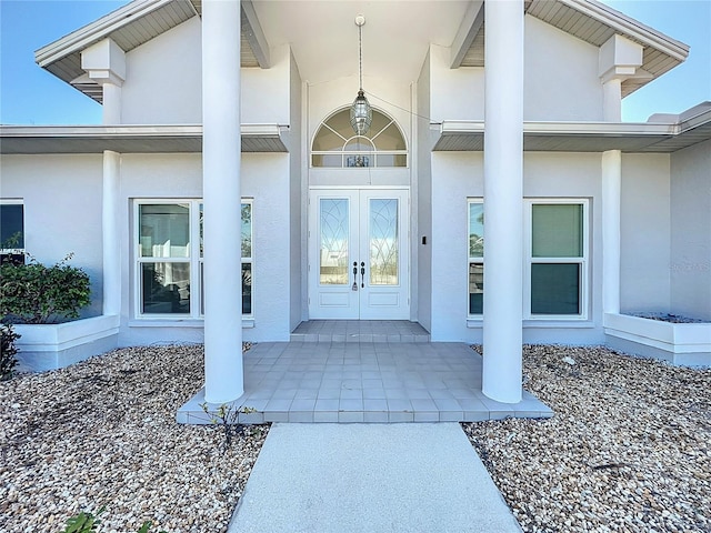 property entrance with french doors