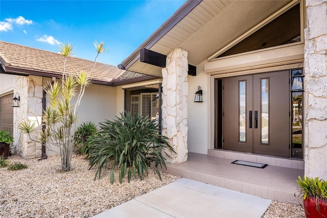 property entrance with french doors