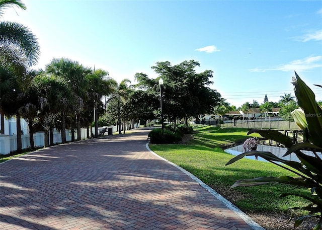 view of home's community with a yard