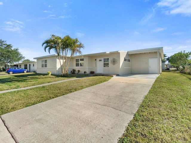 ranch-style house with a carport and a front yard