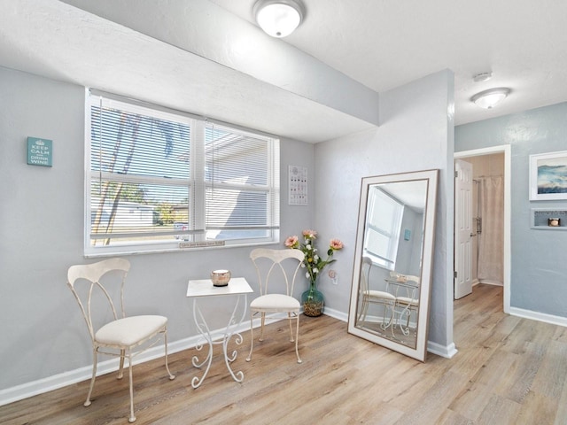 living area featuring light hardwood / wood-style flooring