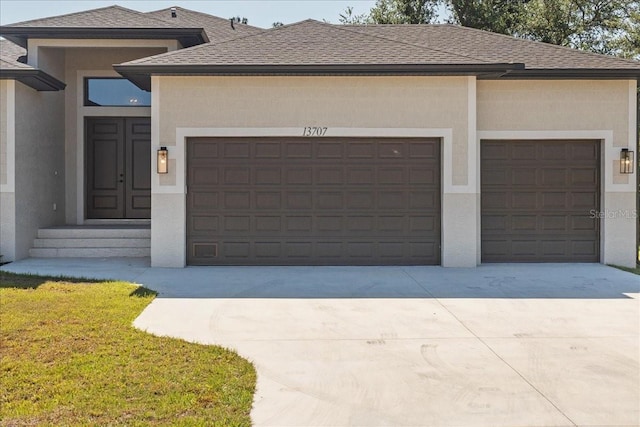 prairie-style house with a garage