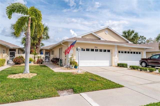 view of front of house with a garage and a front yard