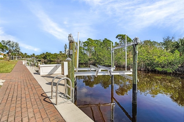 view of dock featuring a water view